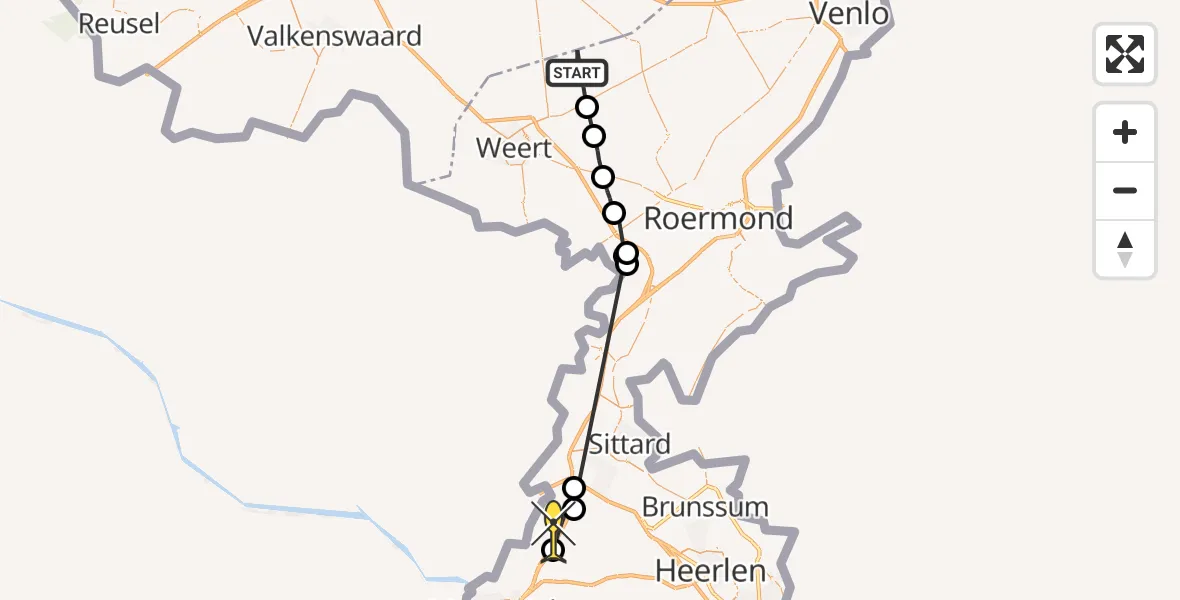 Routekaart van de vlucht: Politieheli naar Maastricht Aachen Airport