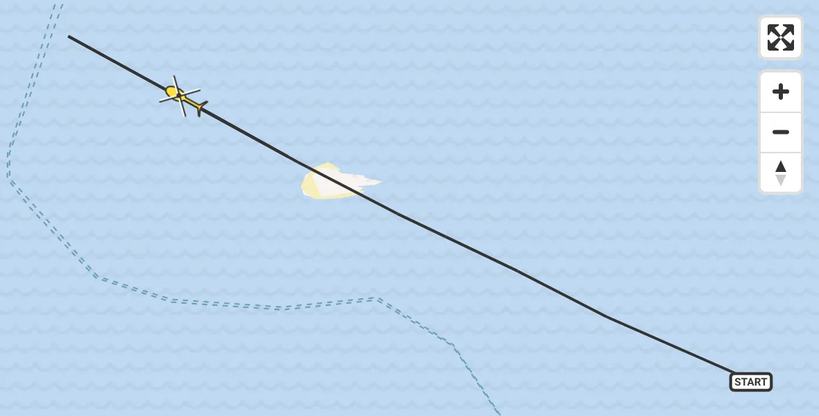 Routekaart van de vlucht: Ambulanceheli naar West-Terschelling