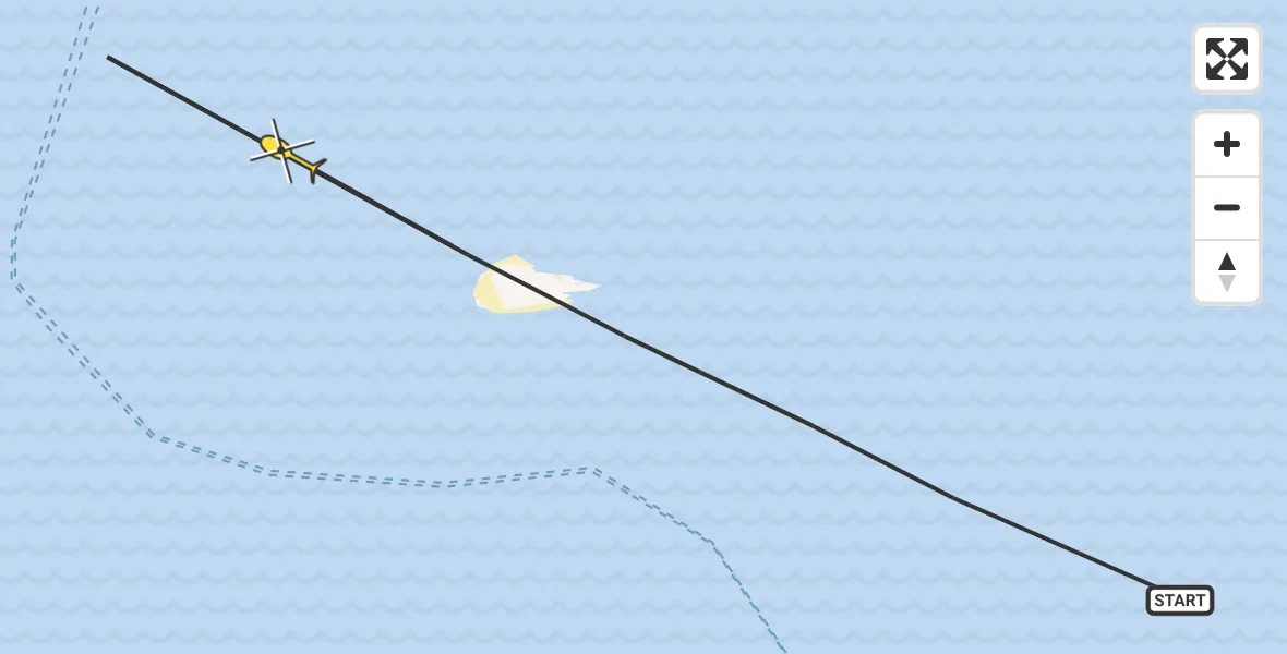 Routekaart van de vlucht: Ambulancehelikopter naar West-Terschelling