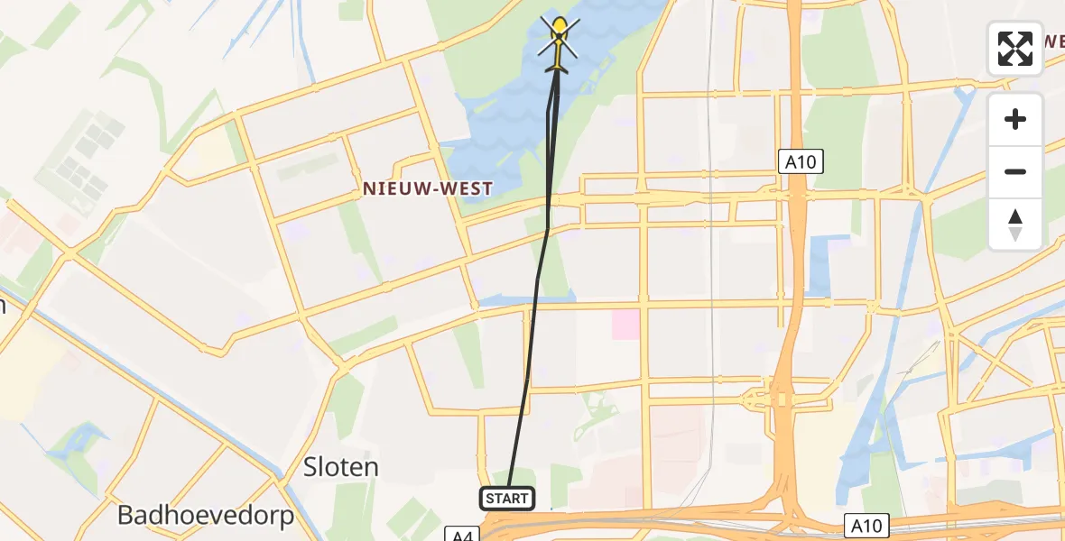 Vluchtroute Politiehelikopter van Amsterdam naar Amsterdam