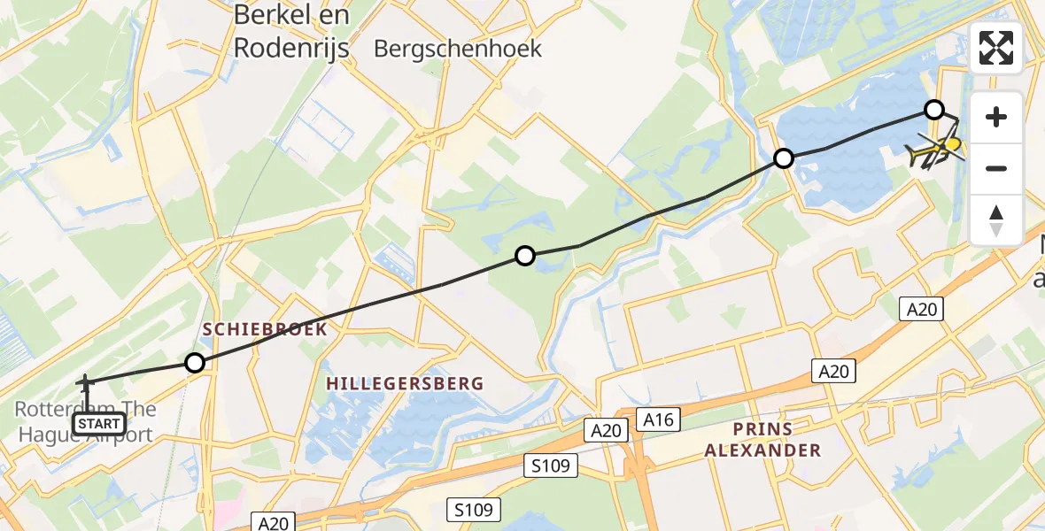 Routekaart van de vlucht: Lifeliner 2 naar Rotterdam