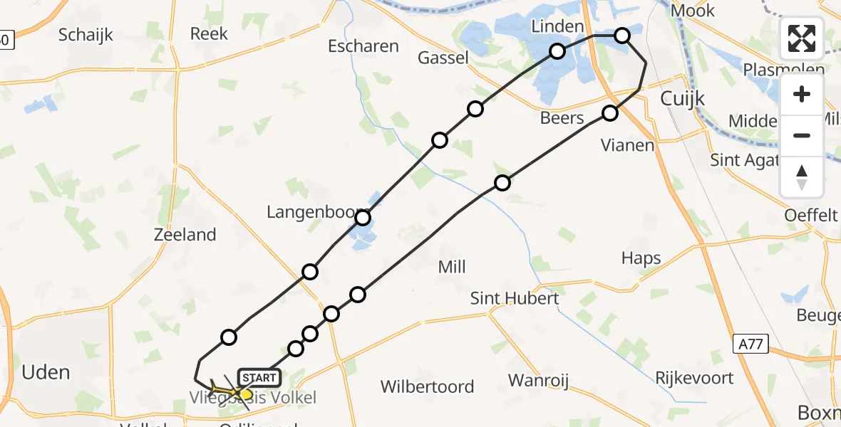 Routekaart van de vlucht: Lifeliner 3 naar Vliegbasis Volkel