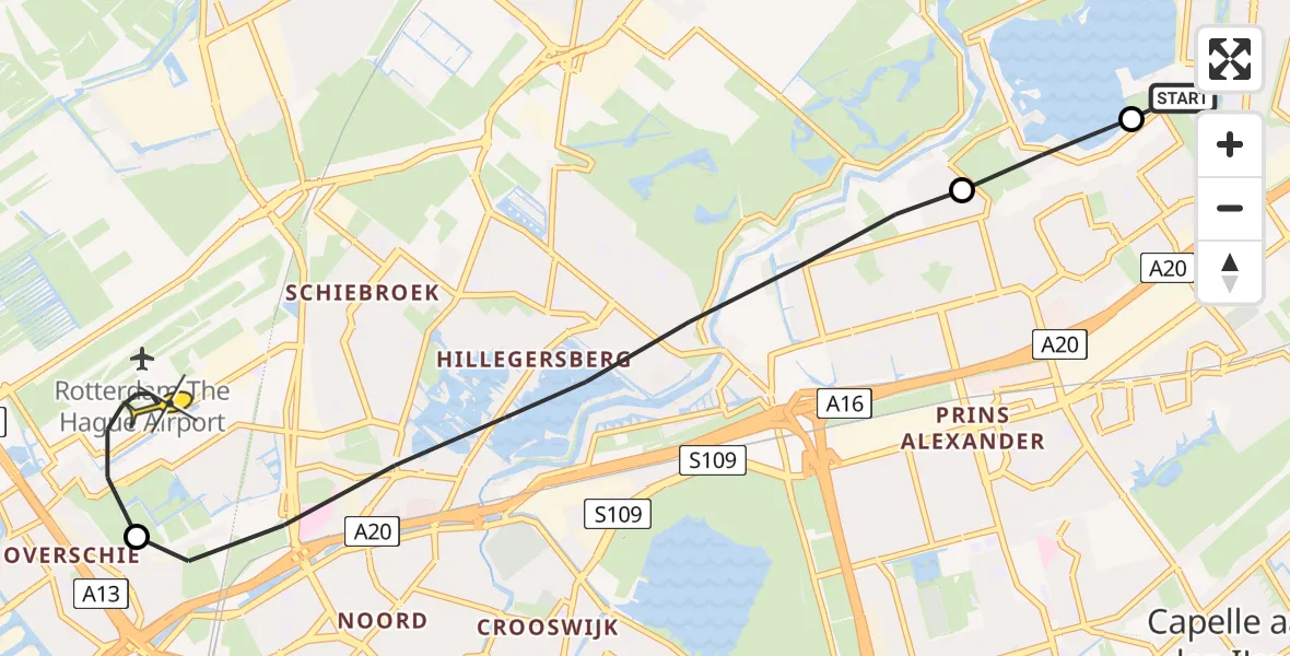 Routekaart van de vlucht: Lifeliner 2 naar Rotterdam The Hague Airport