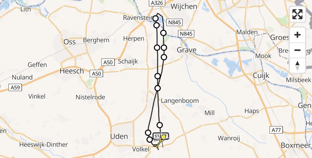 Routekaart van de vlucht: Lifeliner 3 naar Vliegbasis Volkel