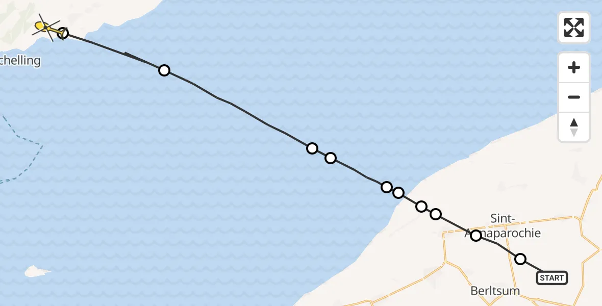Routekaart van de vlucht: Ambulancehelikopter naar Kaard