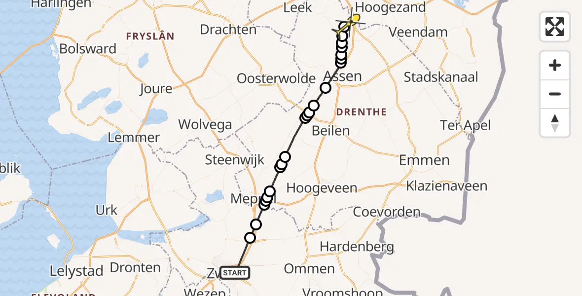 Routekaart van de vlucht: Lifeliner 4 naar Groningen Airport Eelde