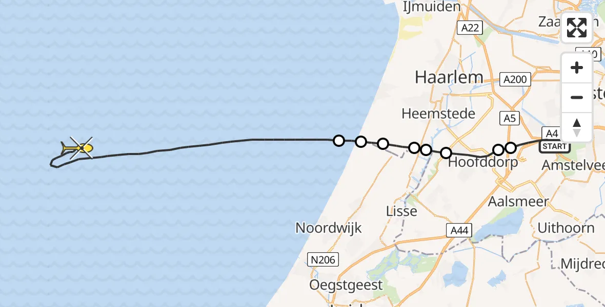 Routekaart van de vlucht: Politieheli naar 