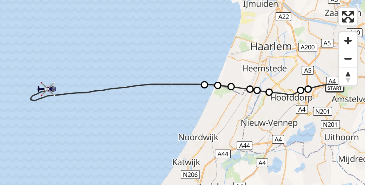 Vluchtroute Politiehelikopter Badhoevedorp - , 14 juni 2023, 06:36