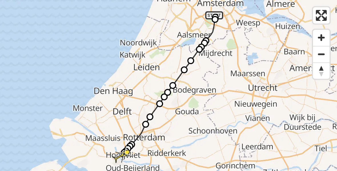 Routekaart van de vlucht: Lifeliner 1 naar Hoogvliet