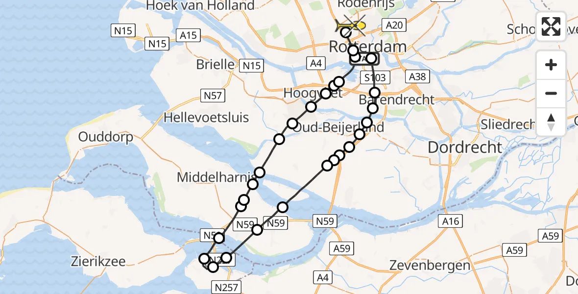 Routekaart van de vlucht: Lifeliner 2 naar Rotterdam The Hague Airport