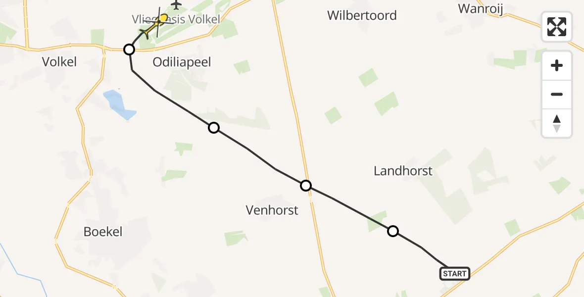 Routekaart van de vlucht: Lifeliner 3 naar Vliegbasis Volkel