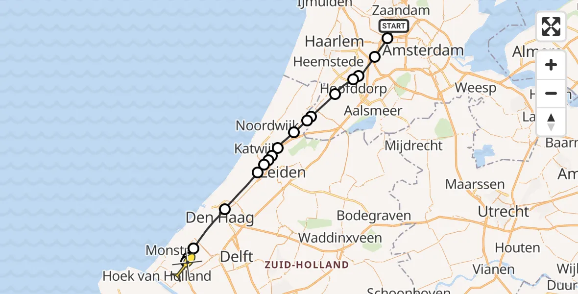 Routekaart van de vlucht: Lifeliner 1 naar Naaldwijk