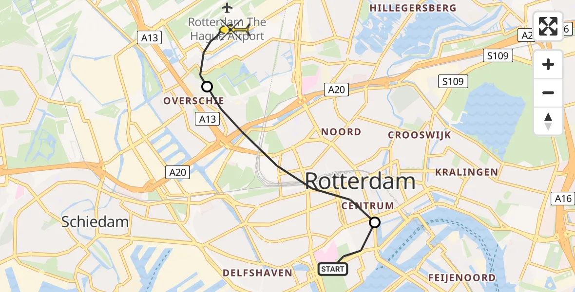 Routekaart van de vlucht: Lifeliner 2 naar Rotterdam The Hague Airport