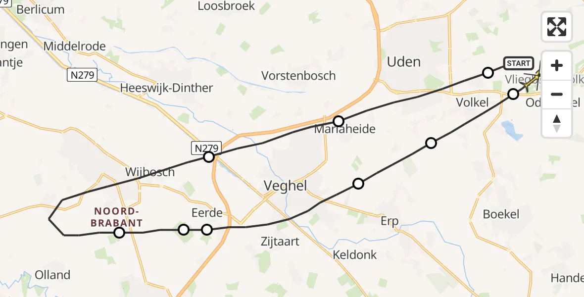 Routekaart van de vlucht: Lifeliner 3 naar Vliegbasis Volkel