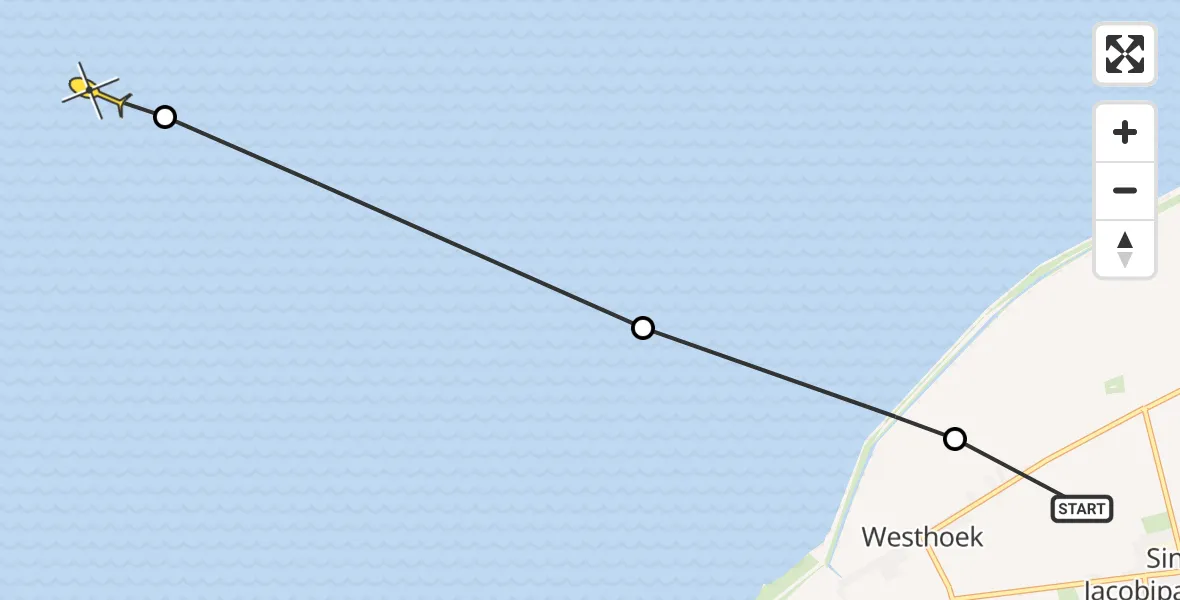 Routekaart van de vlucht: Ambulancehelikopter naar Oosterend