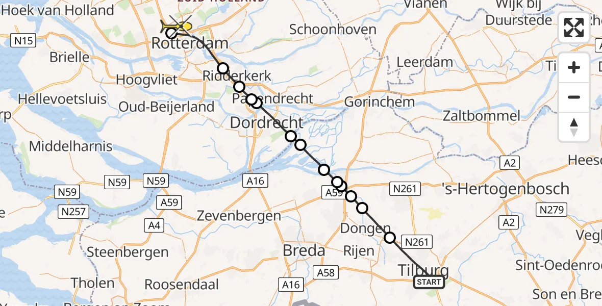 Routekaart van de vlucht: Lifeliner 2 naar Rotterdam The Hague Airport