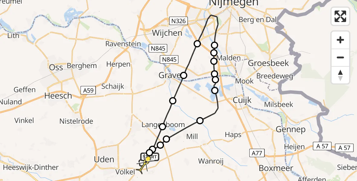 Routekaart van de vlucht: Lifeliner 3 naar Vliegbasis Volkel