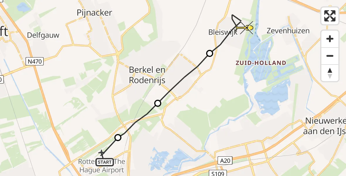 Routekaart van de vlucht: Lifeliner 2 naar Bleiswijk