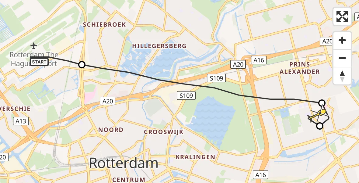 Routekaart van de vlucht: Lifeliner 2 naar Rotterdam