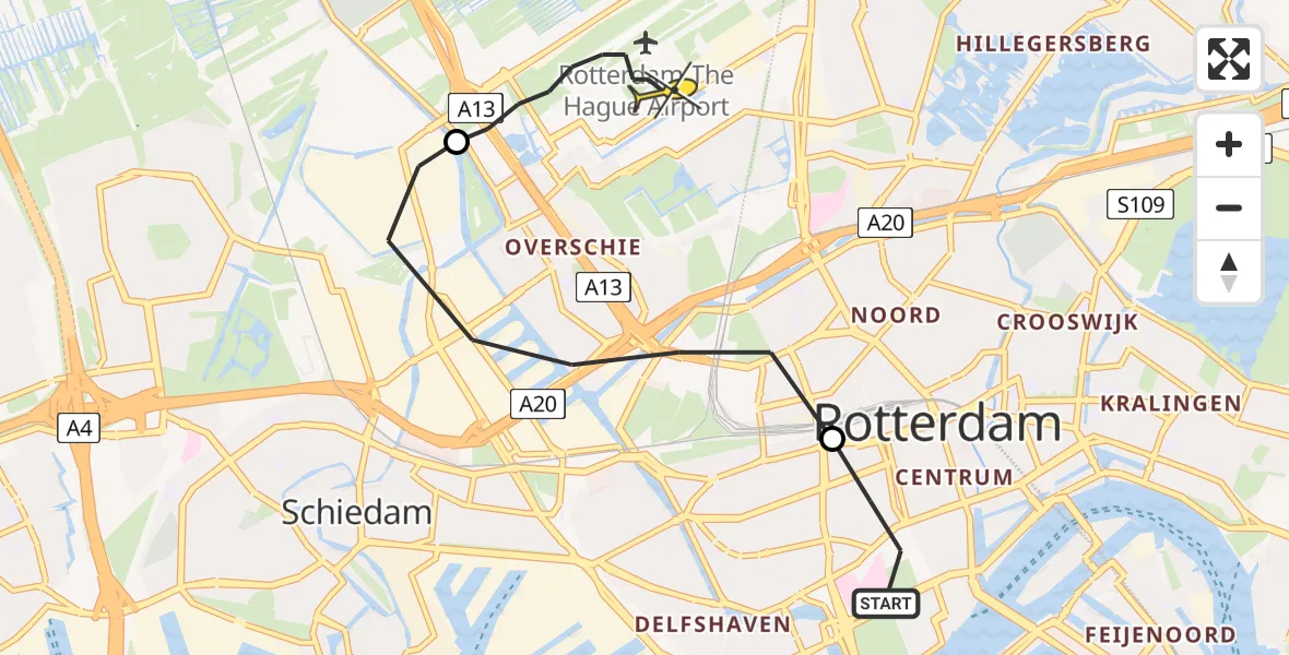 Routekaart van de vlucht: Lifeliner 2 naar Rotterdam The Hague Airport