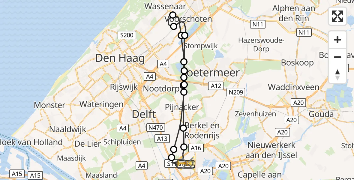 Vluchtroute Traumahelikopter Rotterdam The Hague Airport - Rotterdam The Hague Airport, 14 juni 2023, 22:15