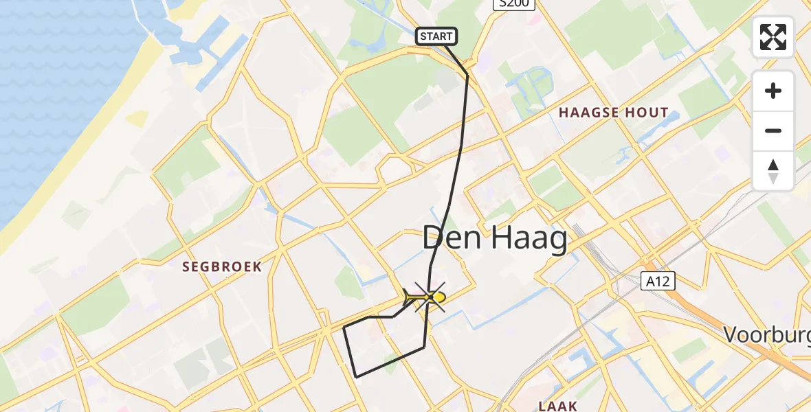 Routekaart van de vlucht: Lifeliner 2 naar Den Haag