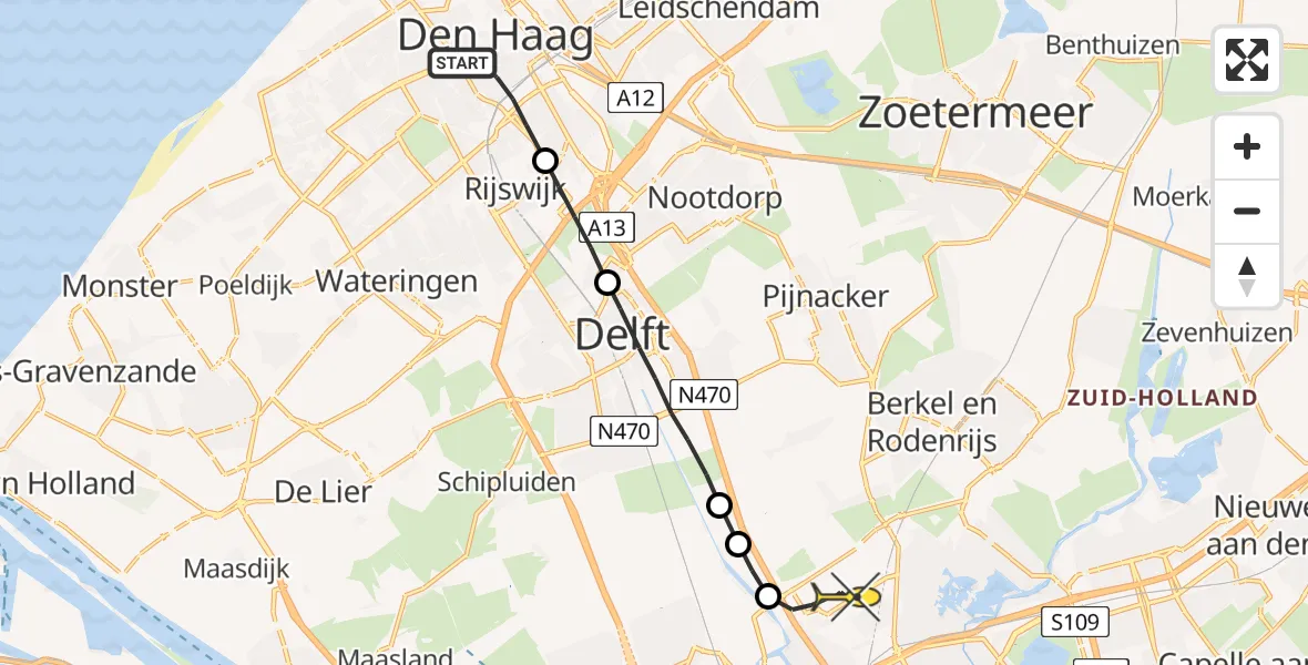 Routekaart van de vlucht: Lifeliner 2 naar Rotterdam The Hague Airport