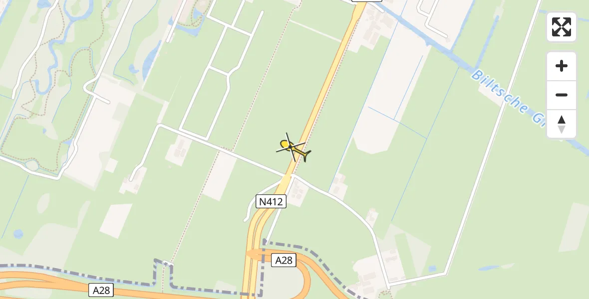 Routekaart van de vlucht: Lifeliner 1 naar De Bilt