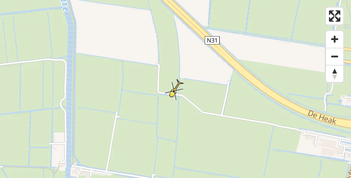 Routekaart van de vlucht: Ambulancehelikopter naar Wirdum