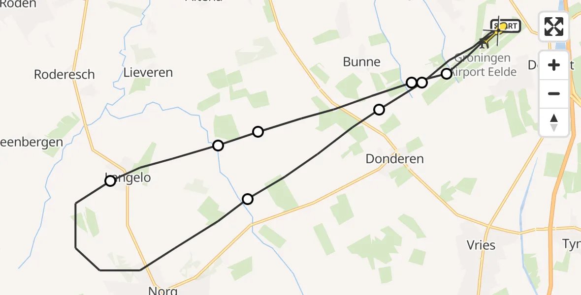 Routekaart van de vlucht: Lifeliner 4 naar Groningen Airport Eelde
