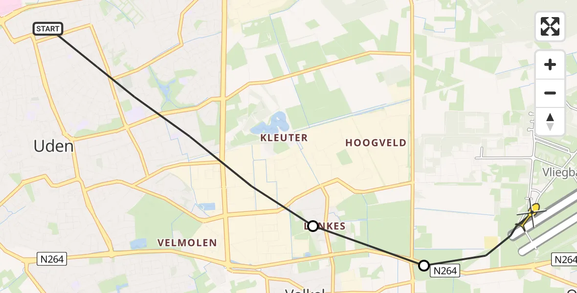 Routekaart van de vlucht: Lifeliner 3 naar Vliegbasis Volkel