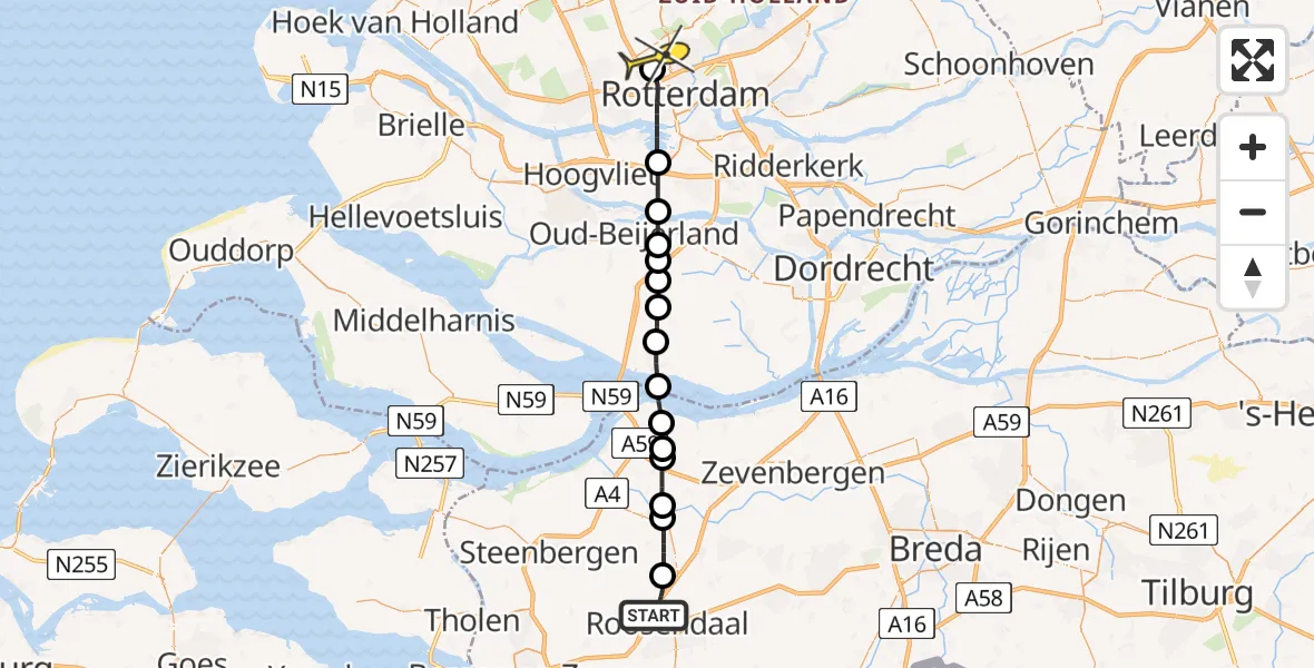 Routekaart van de vlucht: Lifeliner 2 naar Rotterdam The Hague Airport