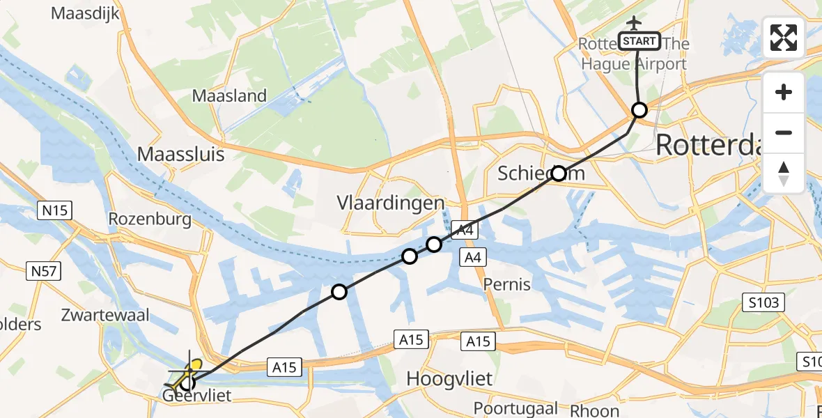 Routekaart van de vlucht: Lifeliner 2 naar Geervliet