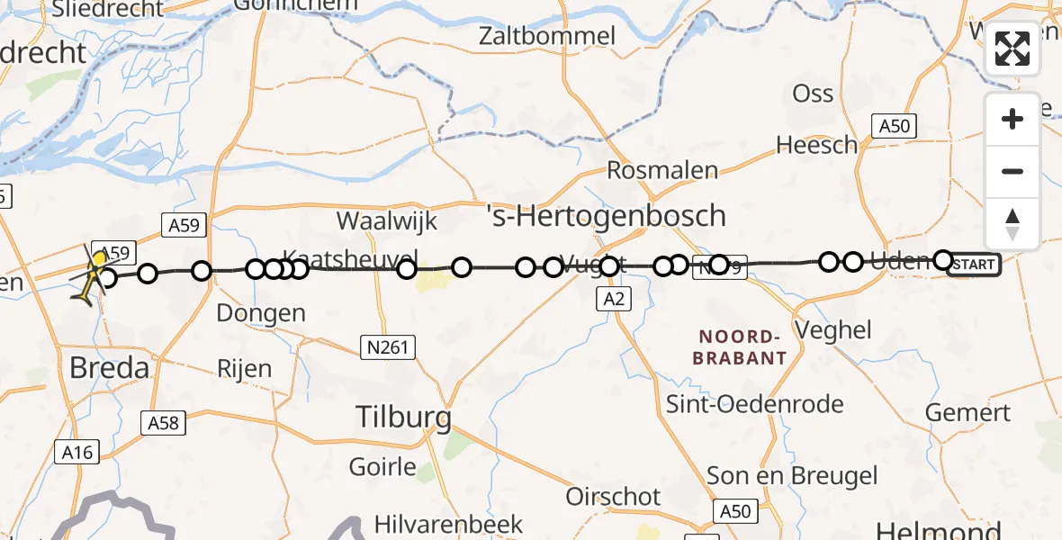 Routekaart van de vlucht: Lifeliner 3 naar Terheijden