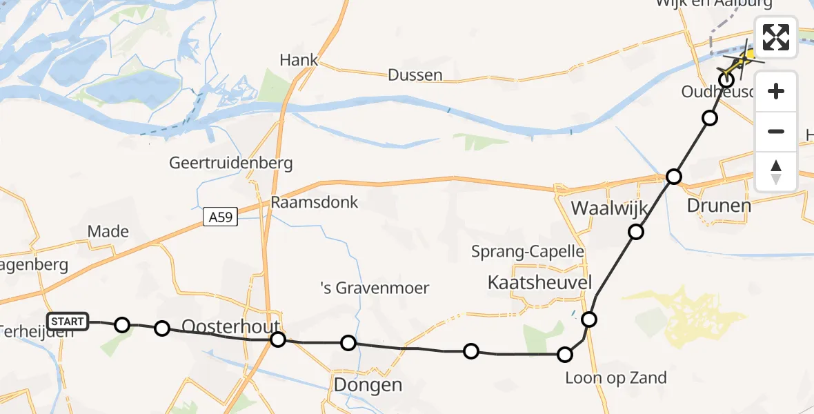 Routekaart van de vlucht: Lifeliner 3 naar Heusden