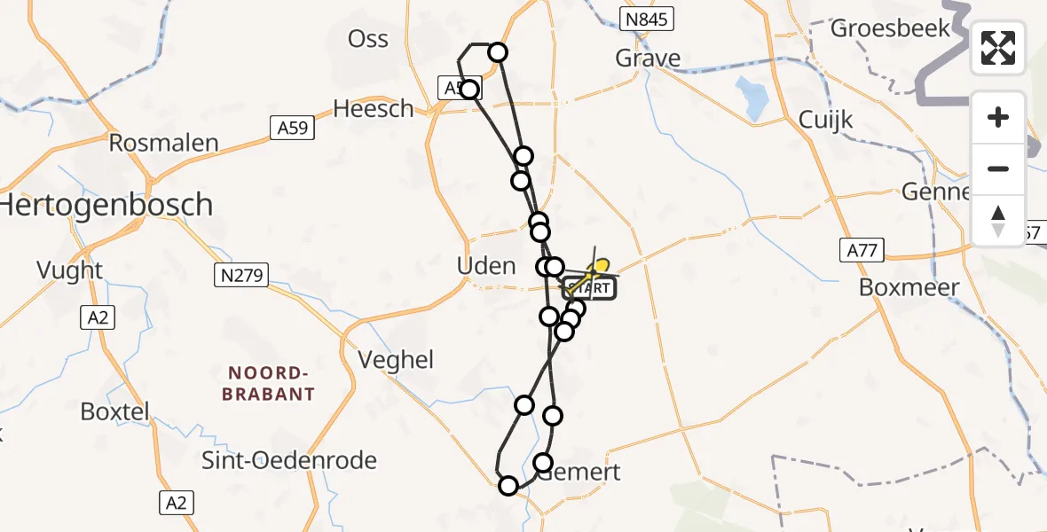 Routekaart van de vlucht: Lifeliner 3 naar Vliegbasis Volkel