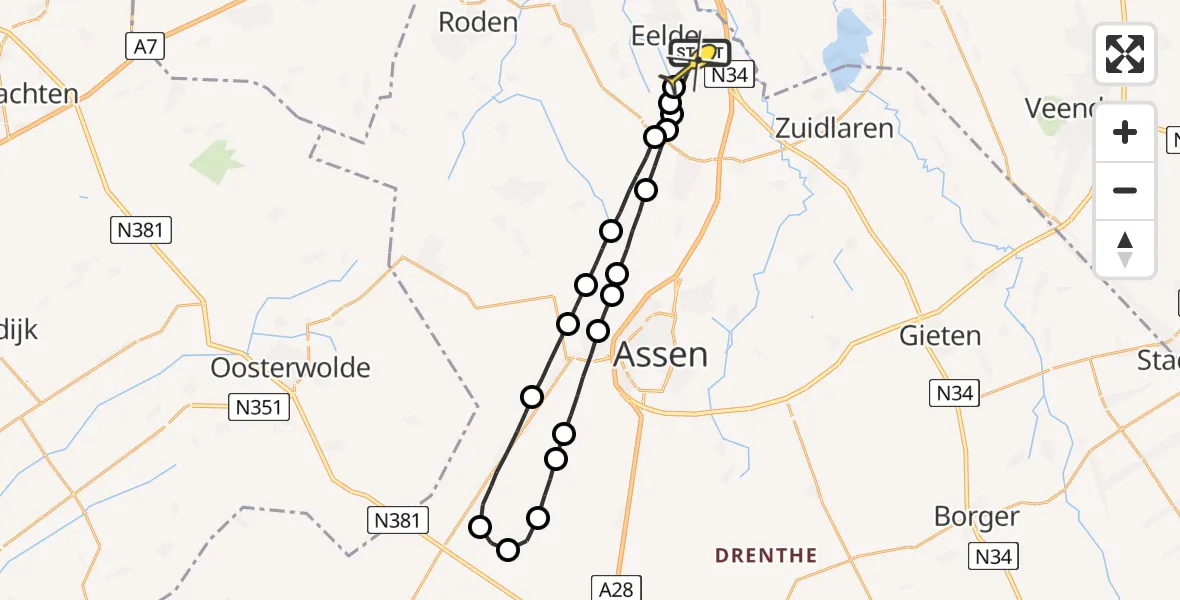 Routekaart van de vlucht: Lifeliner 4 naar Groningen Airport Eelde
