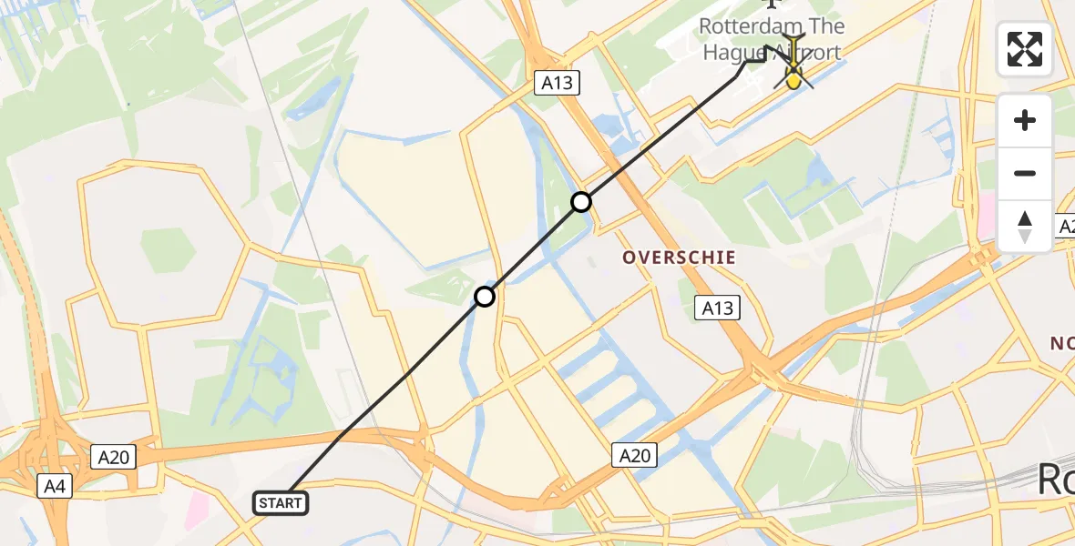 Routekaart van de vlucht: Lifeliner 2 naar Rotterdam The Hague Airport