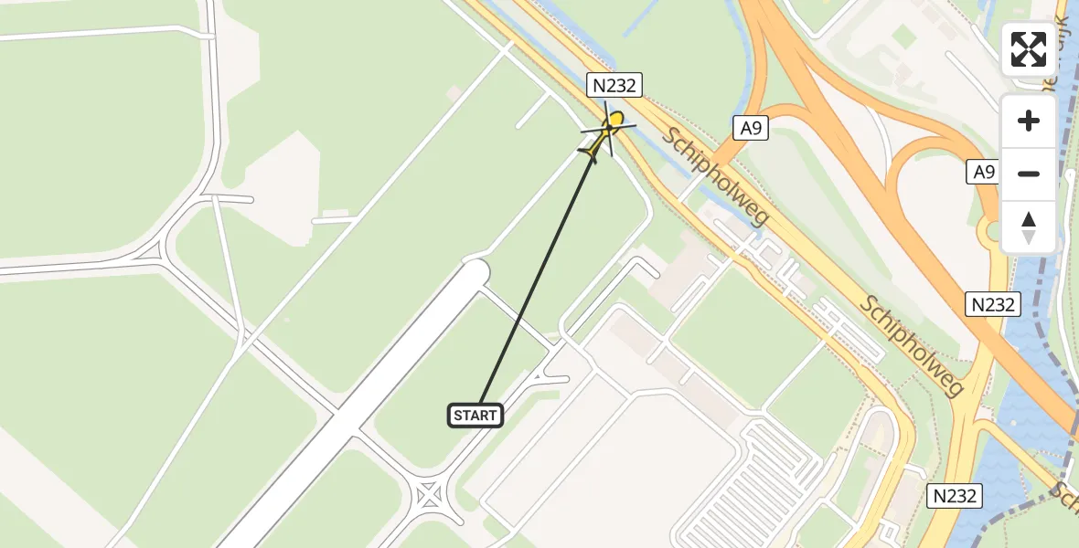 Vluchtroute Politiehelikopter van Schiphol naar Schiphol