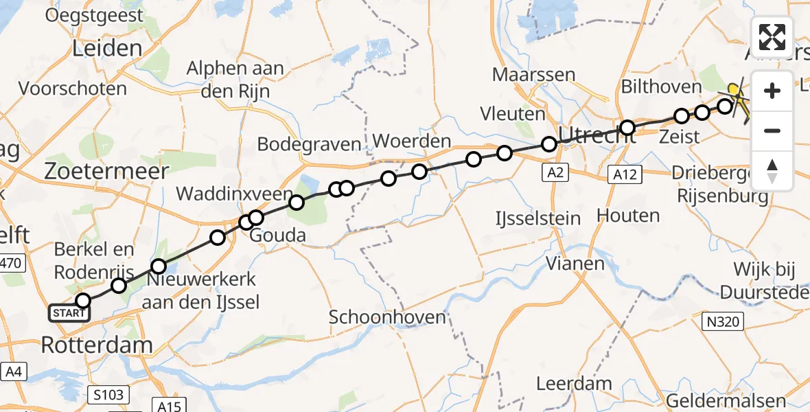 Routekaart van de vlucht: Lifeliner 2 naar Soesterberg