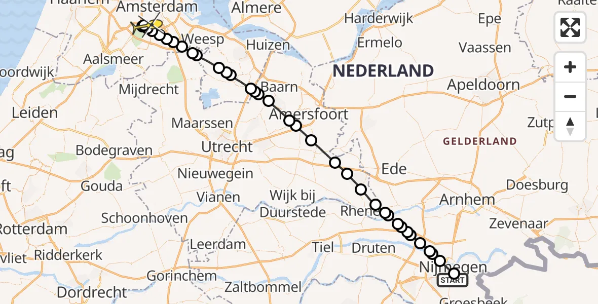 Routekaart van de vlucht: Lifeliner 1 naar VU Medisch Centrum Amsterdam