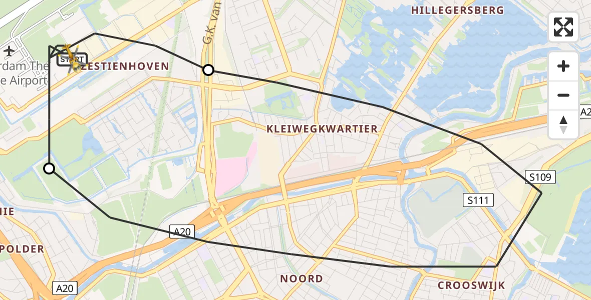 Vluchtroute Traumahelikopter Rotterdam The Hague Airport - Rotterdam The Hague Airport, 15 juni 2023, 18:45