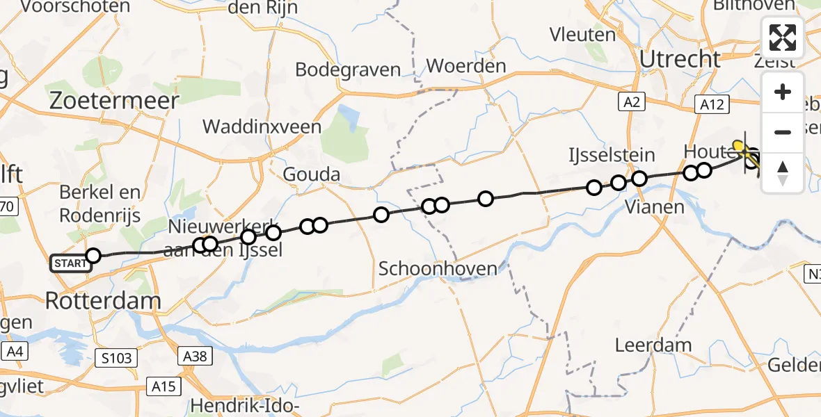 Routekaart van de vlucht: Lifeliner 2 naar Houten