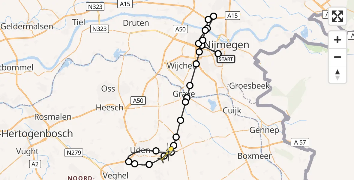 Routekaart van de vlucht: Lifeliner 3 naar Vliegbasis Volkel