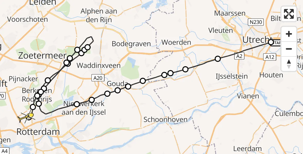 Routekaart van de vlucht: Lifeliner 2 naar Rotterdam The Hague Airport