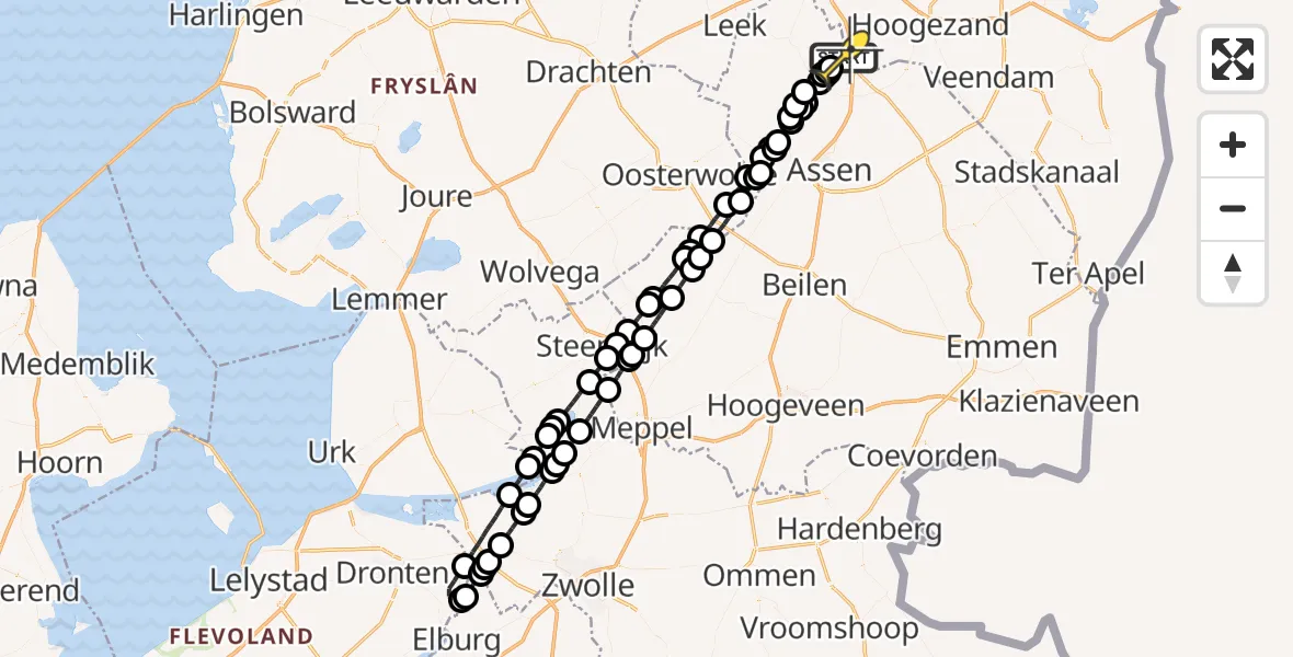 Routekaart van de vlucht: Lifeliner 4 naar Groningen Airport Eelde