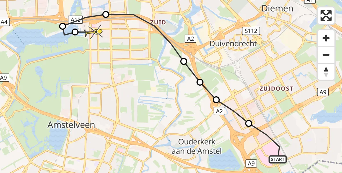 Routekaart van de vlucht: Lifeliner 1 naar VU Medisch Centrum Amsterdam