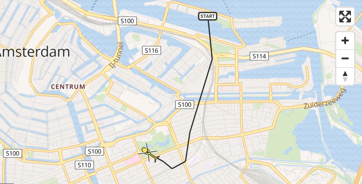 Routekaart van de vlucht: Lifeliner 1 naar Amsterdam