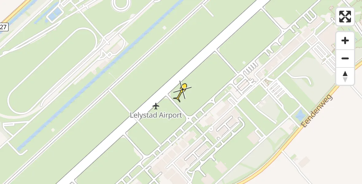 Vluchtroute Traumahelikopter van Lelystad Airport naar Lelystad Airport