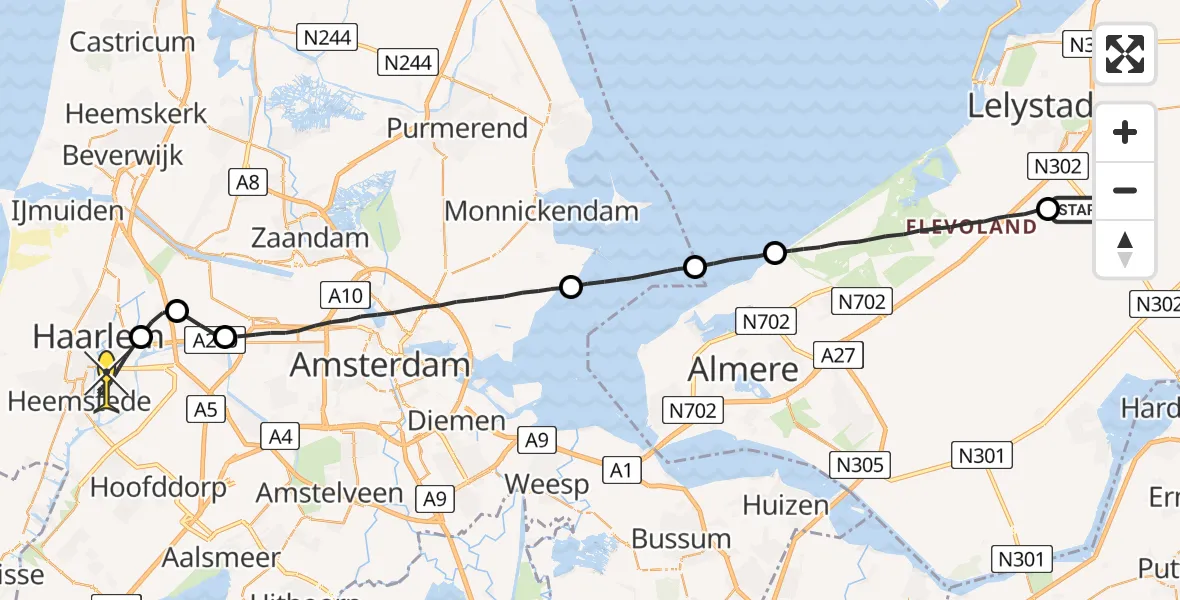 Routekaart van de vlucht: Lifeliner 1 naar Haarlem